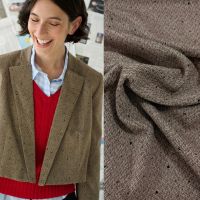 Visgraad tweed met steentjes bruin A La Ville -Knipmode -Burda