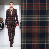Ruit  tartan terlenka stretch  donker blauw grijs brique