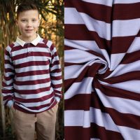 Soft Sweater stof Streep Bordeaux -Poppy meets Pommé