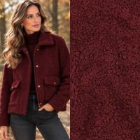 Boucle teddy  fleece dubbelface bordeaux rood