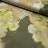 Mantel stof met Aquarel bloemen print lime groen beige - A la Ville