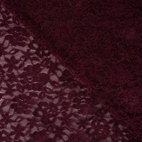 Stretch kant met chenille bloemen bordeaux rood