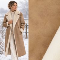 Lammy coat stof suède beige creme bont