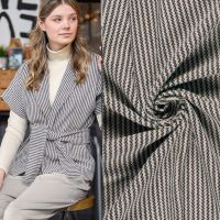Jacquard stof brushed met strepen – donkerblauw My image