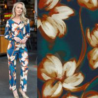 Punta di roma jersey  bloemen petrol brique My image