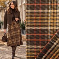 Ruit stretch bruin cognac
