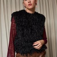 Struisvogel look bont zwart - A la Ville Knipmode