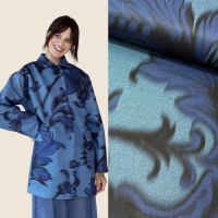  Mantel stof met Aquarel print jeans blauw - A la Ville