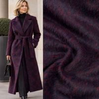 Mantelstof wol mohair 2 kleurig bordeaux rood donker blauw